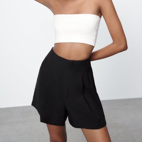 Zara Shorts Nwt Zara Pleated Shorts Black Poshmark